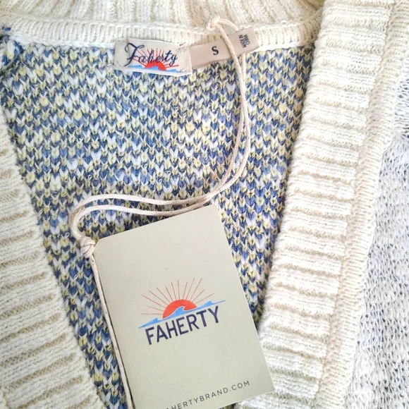 FAHERTY Island Time Coastal Organic Cotton Cardigan NWT Size Small - Picture 7 of 11